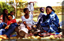 From R to L:  Nkem, Omeiza and Ada with youths from another ministry