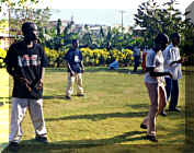 From L to R: Ebele, Ada, Okechukwu and Jabus (behind)... miming... what were they thinking?